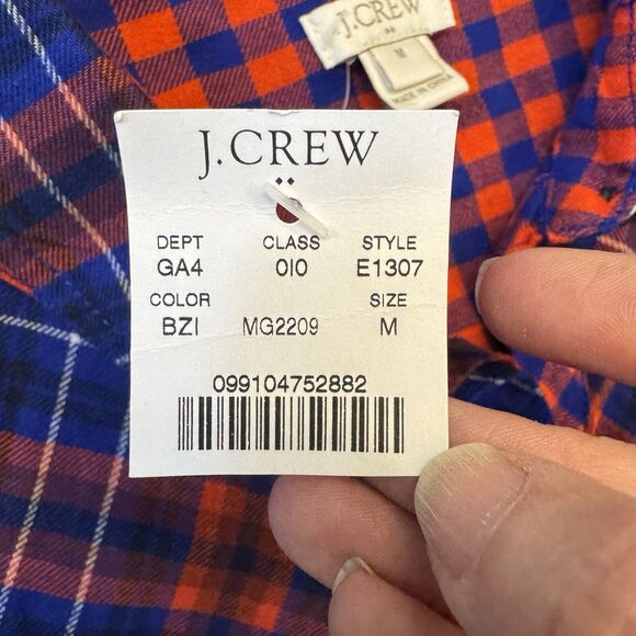 J. Crew Tartan Plaid Flannel Shirt Dress - Blue/Red - Size M - NWT - Picture 3 of 8